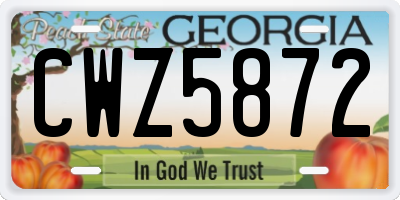 GA license plate CWZ5872