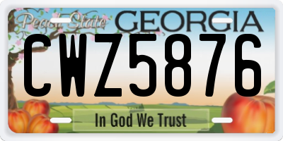 GA license plate CWZ5876