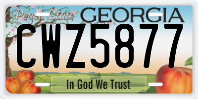 GA license plate CWZ5877