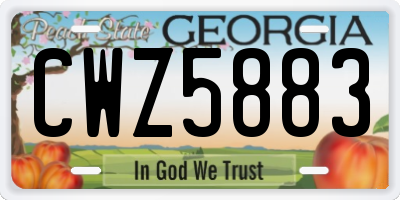 GA license plate CWZ5883