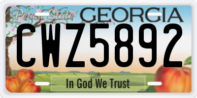 GA license plate CWZ5892