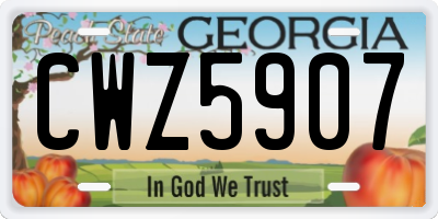 GA license plate CWZ5907