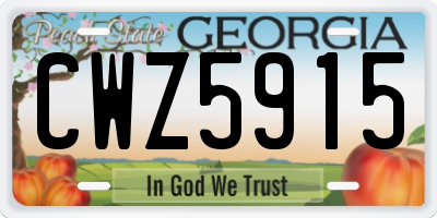 GA license plate CWZ5915