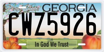 GA license plate CWZ5926