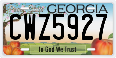 GA license plate CWZ5927