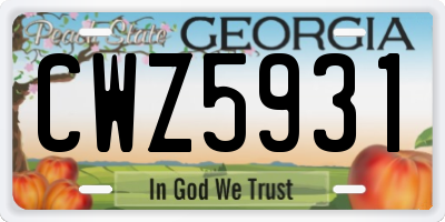 GA license plate CWZ5931