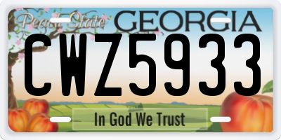GA license plate CWZ5933