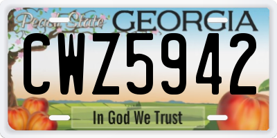 GA license plate CWZ5942