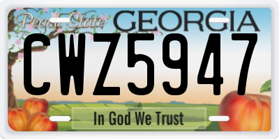 GA license plate CWZ5947