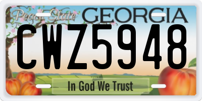 GA license plate CWZ5948