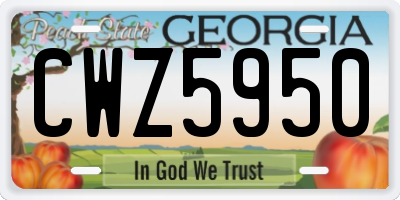 GA license plate CWZ5950
