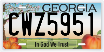 GA license plate CWZ5951