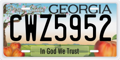GA license plate CWZ5952