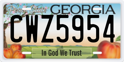 GA license plate CWZ5954