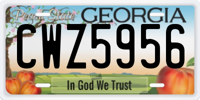 GA license plate CWZ5956