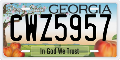 GA license plate CWZ5957