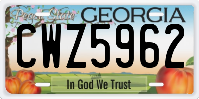 GA license plate CWZ5962