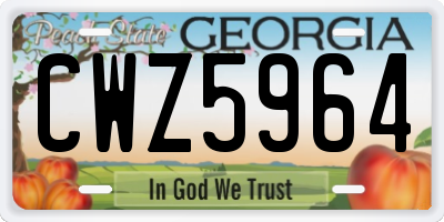GA license plate CWZ5964