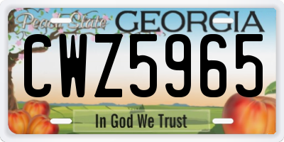 GA license plate CWZ5965