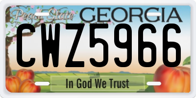GA license plate CWZ5966
