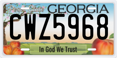 GA license plate CWZ5968