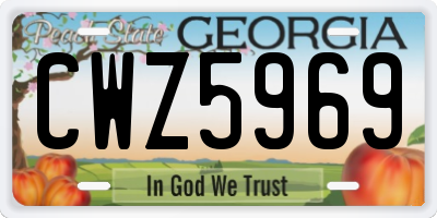 GA license plate CWZ5969