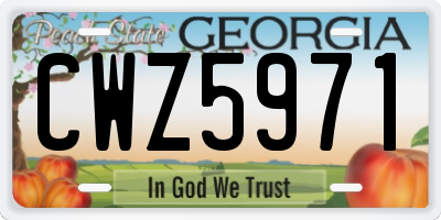 GA license plate CWZ5971