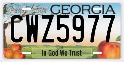 GA license plate CWZ5977
