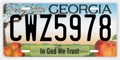 GA license plate CWZ5978