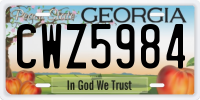 GA license plate CWZ5984