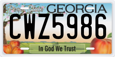 GA license plate CWZ5986