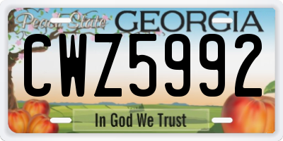 GA license plate CWZ5992