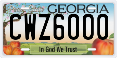 GA license plate CWZ6000
