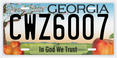 GA license plate CWZ6007