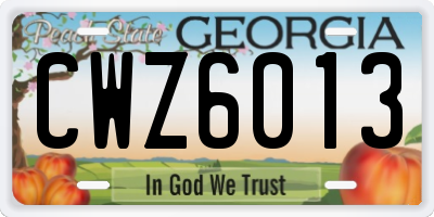 GA license plate CWZ6013