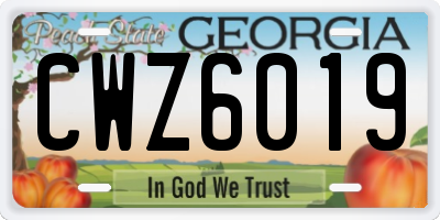 GA license plate CWZ6019