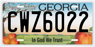 GA license plate CWZ6022
