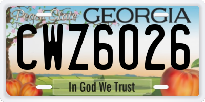 GA license plate CWZ6026