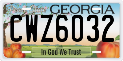 GA license plate CWZ6032