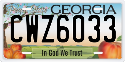 GA license plate CWZ6033