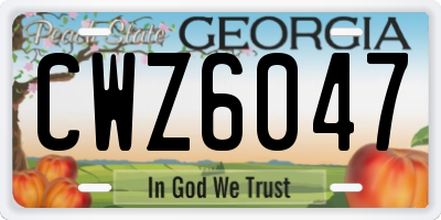 GA license plate CWZ6047