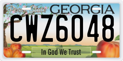GA license plate CWZ6048