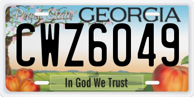GA license plate CWZ6049