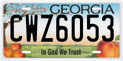 GA license plate CWZ6053