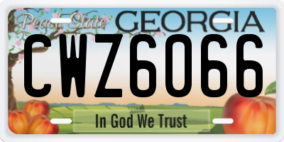 GA license plate CWZ6066