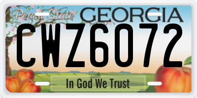 GA license plate CWZ6072