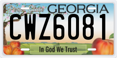 GA license plate CWZ6081