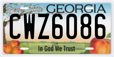 GA license plate CWZ6086