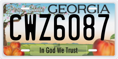 GA license plate CWZ6087