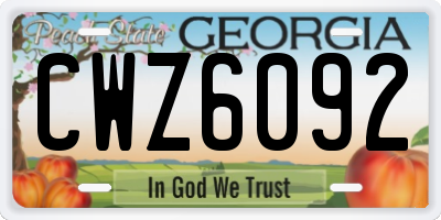 GA license plate CWZ6092